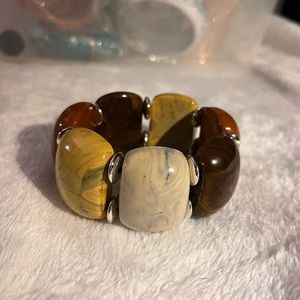 Marbled Stone Stretchy Bangle Bracelet